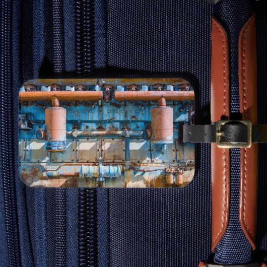 古くて錆びたアトラス帝国ディーゼルエンジンInde ラゲッジタグ (正面インサイチュ4)