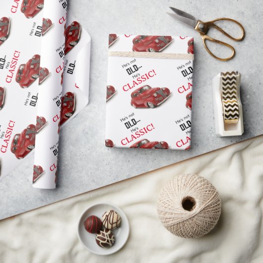 古くない、ヴィンテージクラシックレッド1939クーペ誕生日 ラッピングペーパー (クラフト)