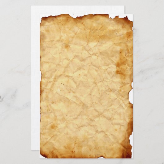 古くなったヴィンテージの縮れた文房具 便箋 (正面/裏面)