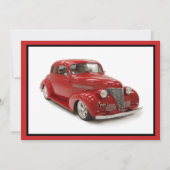 古くはないがクラシックレッド1939クーペ縁ど誕生日 招待状 (裏面)