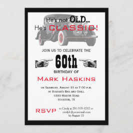古くはないがクラシック古い車の誕生日招待状 招待状