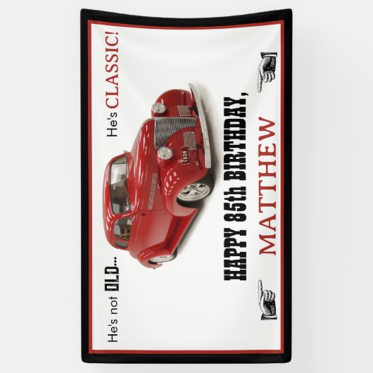 古くはないがクラシック赤1939クーペエイジ誕生日 横断幕 (縦)