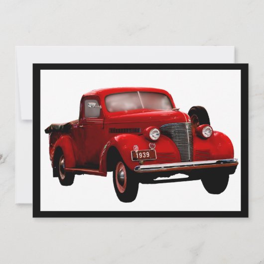 古くはないがクラシック1939レッドトラック誕生日年 招待状 (裏面)