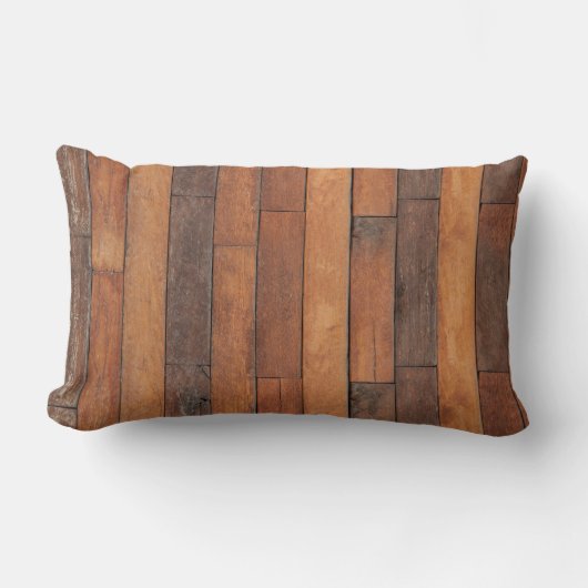 古くみすぼらしい木製フローリング ランバークッション (正面)