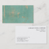 古くグランジなティール(緑がかった色)のペンキのヴィンテージ新聞 名刺 (正面/裏面)