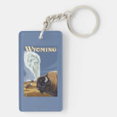 古く忠実なヴィンテージ旅行ポスターによるバッファロー キーホルダー (裏面)