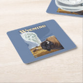 古く忠実なヴィンテージ旅行ポスターによるバッファロー スクエアペーパーコースター (アングル)