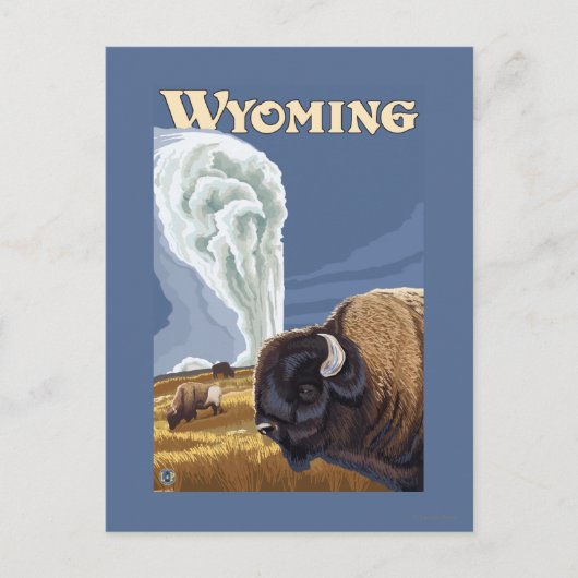古く忠実なヴィンテージ旅行ポスターによるバッファロー ポストカード (正面)