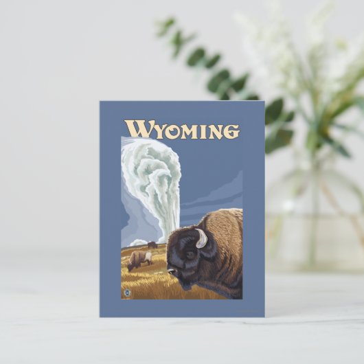 古く忠実なヴィンテージ旅行ポスターによるバッファロー ポストカード (スタンド正面)