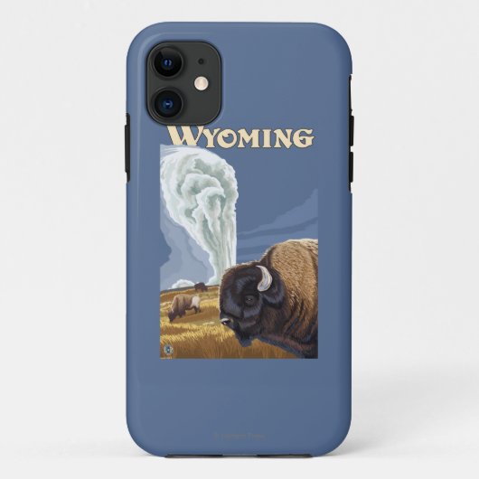 古く忠実なヴィンテージ旅行ポスターによるバッファロー Case-Mate iPhoneケース (裏面)