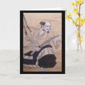古く日本のな武士の絵画 カード (黄色い花)