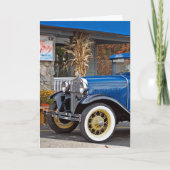 古く旧式で青い車 カード (正面)