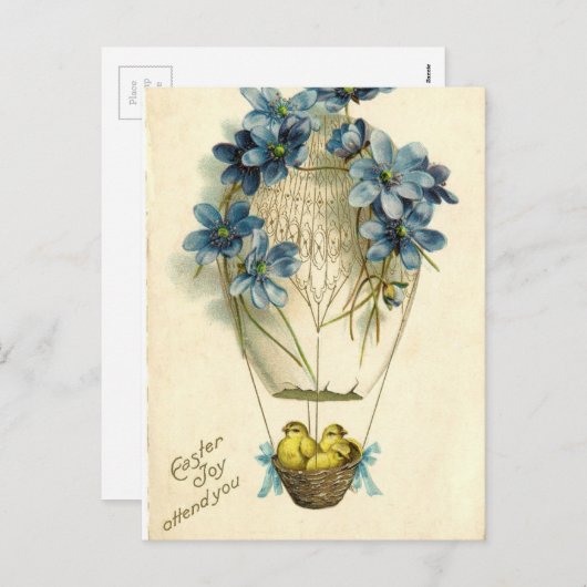 古く旧式なヴィンテージのハッピーイースターの願いの挨拶 シーズンポストカード (正面/裏面)