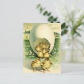 古く旧式なヴィンテージのハッピーイースターの願いの挨拶 シーズンポストカード (スタンド正面)