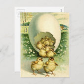 古く旧式なヴィンテージのハッピーイースターの願いの挨拶 シーズンポストカード (正面/裏面)