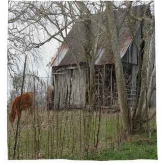 古く旧式な納屋 シャワーカーテン