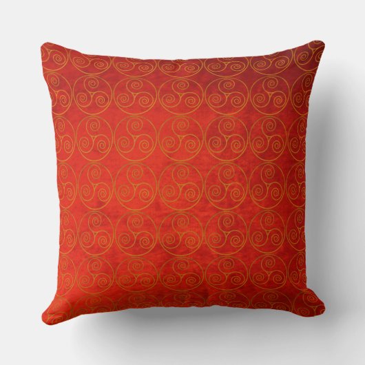 古く赤いビロードの効果の背景のケルト族アイコン クッション (裏面)