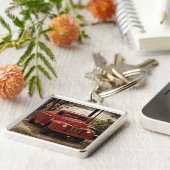 古く赤い普通消防車のkeychain キーホルダー (側面)