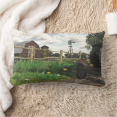 古く赤い納屋および錆ついたトラックのLumbarの装飾用クッション ランバークッション (ブランケット)