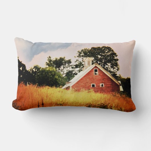 古く赤い納屋 ランバークッション (正面)