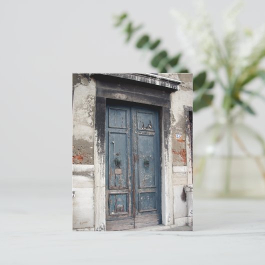 古く青いドア ポストカード (スタンド正面)