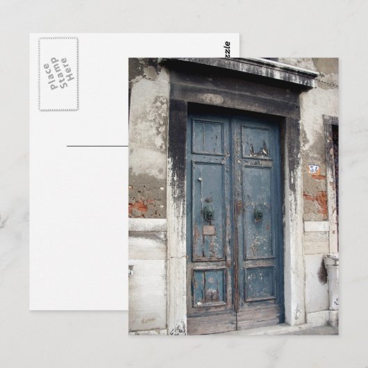 古く青いドア ポストカード (正面/裏面)