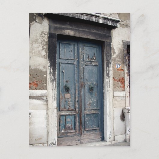 古く青いドア ポストカード (正面)