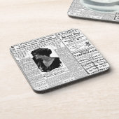 古く黒く及び白い新聞、ヴィンテージのレトロ広告 コースター (左側)