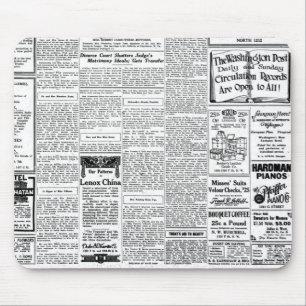 古く黒く及び白い新聞、ヴィンテージのレトロ広告 マウスパッド