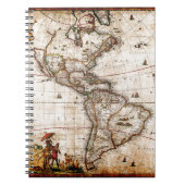 古のアンティーク北米と南米の地図 ノートブック (正面)