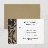 古びたオークの木の結婚式出欠確認 出欠カード (正面/裏面)