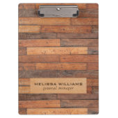 古びた素朴な茶色の木の板 クリップボード (正面)
