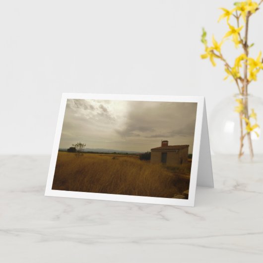 古びた農村の風景 カード (黄色い花)