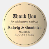 古エレガントい英語金ゴールドサンキュー結婚式の引き出物 ラウンドシール (正面)