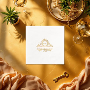 古エレガント金の美学の結婚紋章モノグラム 箔ナプキン