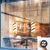 古カスタマイズ校金ゴールド理容師ポール ウィンドウサイン (カフェ窓)