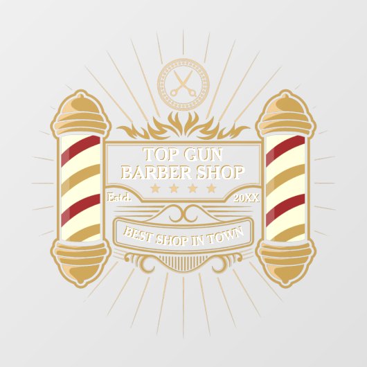 古カスタマイズ校金ゴールド理容師ポール ウィンドウサイン (シート)