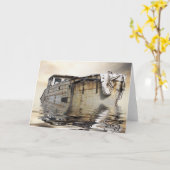 古カッコいいい船 カード (黄色い花)