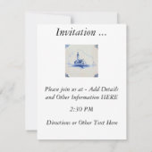 古クラシック品デルフトブルータイル-教会 招待状 (裏面)