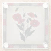 古グランジいレトロヴィンテージケシ赤い花fl ガラスコースター (裏面)