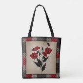 古グランジいレトロヴィンテージケシ赤い花fl トートバッグ (裏面)