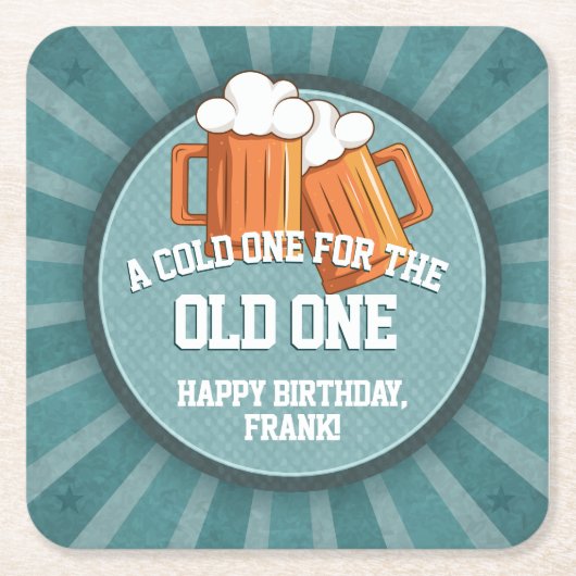 古パーソナライズされたい物に冷たい スクエアペーパーコースター (正面)