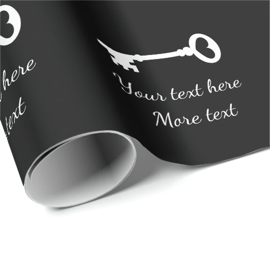 古パーソナライズされたヴィンテージ骨格鍵白黒 ラッピングペーパー (ロールコーナー)