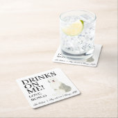 古パーソナライズされた英語のシェプドッグ結婚ズ スクエアペーパーコースター (インサイチュ)