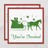 古ファッションの雪描そり 招待状 (正面/裏面)