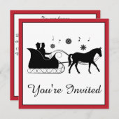 古ファッションの雪描そり 招待状 (正面/裏面)