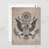 古ファッションドいアメリカンコートオブアームズ ポストカード (正面/裏面)