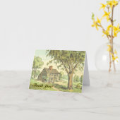 古ファッションドい家、"ありがとう!" カード (黄色い花)