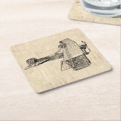 古ファッションド機 スクエアペーパーコースター (アングル)
