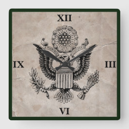 古ファッションド米軍コート時計 スクエア壁時計